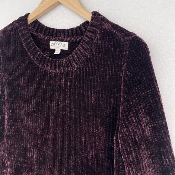 ORVIS Sweater Womens S Plush Soft Cozy Chenille Pullover Jumper Plum Purple - Picture 2 of 14